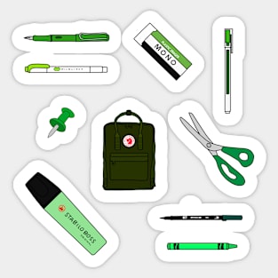 Green School Supplies Sticker